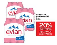 Natuurlijk mineraalwater evian 20% korting bij aankoop van 3 pakken-Evian