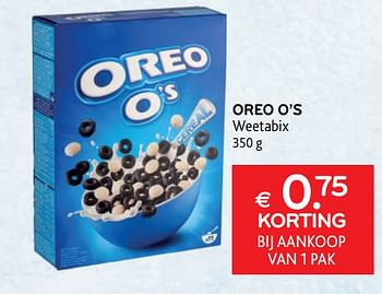 Promoties Oreo o’s weetabix € 0.75 korting bij aankoop van 1 pak - Oreo - Geldig van 31/05/2023 tot 13/06/2023 bij Alvo