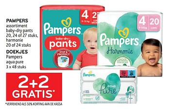 Promoties Pampers + doekjes pampers 2+2 gratis - Pampers - Geldig van 31/05/2023 tot 13/06/2023 bij Alvo