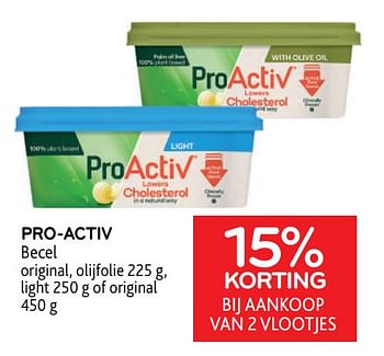 Promoties Pro-activ becel 15% korting bij aankoop van 2 vlootjes - Becel - Geldig van 31/05/2023 tot 13/06/2023 bij Alvo