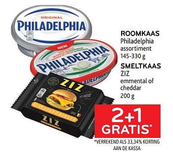 Promotions Roomkaas philadelphia + smeltkaas ziz 2+1 gratis - Produit maison - Alvo - Valide de 31/05/2023 à 13/06/2023 chez Alvo