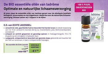 Promoties Bio essentiële olie echte lavendel - Ladrome - Geldig van 01/06/2023 tot 30/06/2023 bij Mannavita