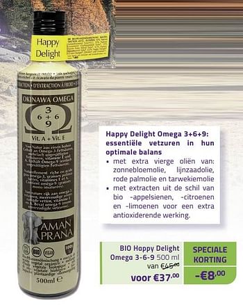 Promoties Bio happy delight omega 3-6-9 - Amanprana - Geldig van 01/06/2023 tot 30/06/2023 bij Mannavita
