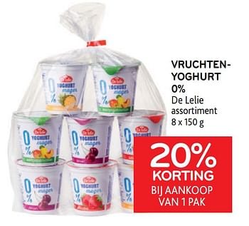 Promotions Vruchtenyoghurt 0% de lelie 20% korting bij aankoop van 1 pak - De Lelie - Valide de 31/05/2023 à 13/06/2023 chez Alvo