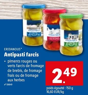 Promotions Antipasti farcis - Eridanous - Valide de 24/05/2023 à 30/05/2023 chez Lidl