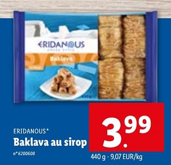Promotions Baklava au sirop - Eridanous - Valide de 24/05/2023 à 30/05/2023 chez Lidl