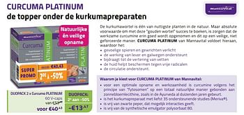 Promoties Duopack 2 x curcuma platinum - Mannavital - Geldig van 01/06/2023 tot 30/06/2023 bij Mannavita