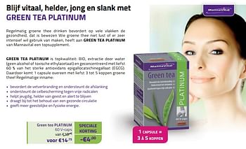 Promoties Green tea platinum - Mannavital - Geldig van 01/06/2023 tot 30/06/2023 bij Mannavita