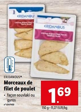 Promoties Morceaux de filet de poulet - Eridanous - Geldig van 24/05/2023 tot 30/05/2023 bij Lidl