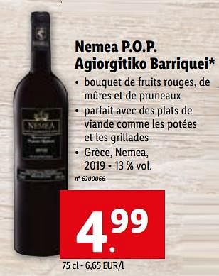 Promoties Nemea p.o.p. agiorgitiko barriquei - Rode wijnen - Geldig van 24/05/2023 tot 30/05/2023 bij Lidl