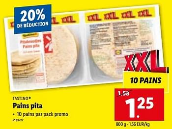 Promoties Pains pita - Tastino - Geldig van 24/05/2023 tot 30/05/2023 bij Lidl