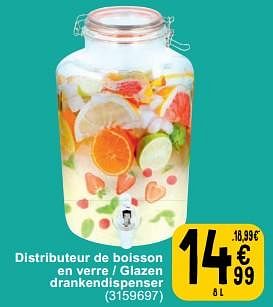 Promoties Distributeur de boisson en verre - glazen drankendispenser - Huismerk - Cora - Geldig van 23/05/2023 tot 05/06/2023 bij Cora