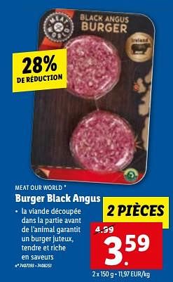 Promotions Burger black angus - Meat our World - Valide de 24/05/2023 à 30/05/2023 chez Lidl