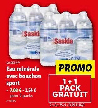 Promoties Eau minérale avec bouchon sport - Saskia - Geldig van 24/05/2023 tot 30/05/2023 bij Lidl