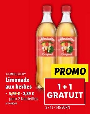Promotions Limonade aux herbes - Almdudler - Valide de 24/05/2023 à 30/05/2023 chez Lidl