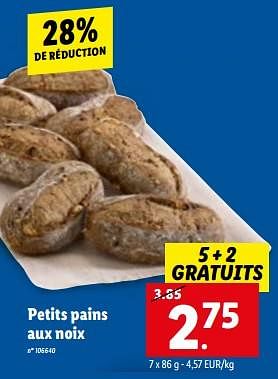 Promoties Petits pains aux noix - Huismerk - Lidl - Geldig van 24/05/2023 tot 30/05/2023 bij Lidl