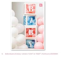 Promoties Ballondozen + stickers love en baby - Huismerk - Ava - Geldig van 16/05/2023 tot 16/05/2024 bij Ava
