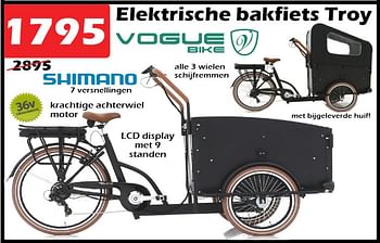 Promoties Elektrische bakfiets troy - Vogue Bike - Geldig van 27/04/2023 tot 28/05/2023 bij Itek