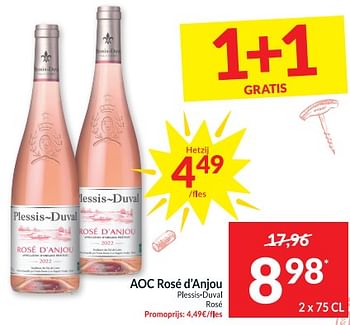 Promoties Aoc rosé d`anjou plessis-duval rosé - Rosé wijnen - Geldig van 23/05/2023 tot 29/05/2023 bij Intermarche