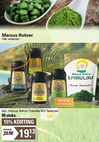 Promotions Marcus rohrer chlorella bio tabletten - Marcus Rohrer - Valide de 17/05/2023 à 03/06/2023 chez De Online Drogist