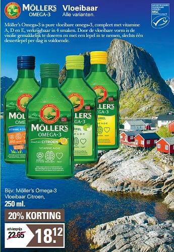 Promotions Möller’s omega-3 vloeibaar citroen - Möller's - Valide de 17/05/2023 à 03/06/2023 chez De Online Drogist