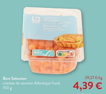 Promotions Boni selection miettes de saumon atlantique fumé - Boni - Valide de 17/05/2023 à 30/05/2023 chez OKay