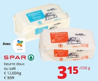 Promotions Beurre doux ou salé - Spar - Valide de 18/05/2023 à 31/05/2023 chez Spar (Colruytgroup)