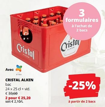 Promotions Cristal alken bac - Cristal - Valide de 18/05/2023 à 31/05/2023 chez Spar (Colruytgroup)