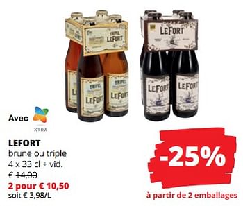 Promotions Lefort brune ou triple - Lefort - Valide de 18/05/2023 à 31/05/2023 chez Spar (Colruytgroup)