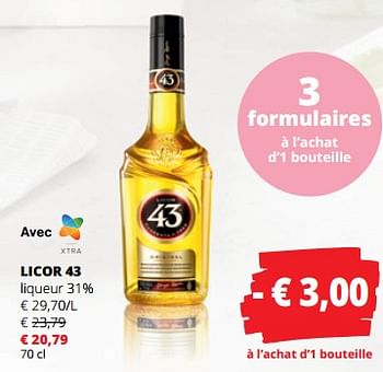 Promotions Licor 43 liqueur - Licor 43 - Valide de 18/05/2023 à 31/05/2023 chez Spar (Colruytgroup)