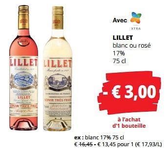 Promotions Lillet blanc ou rosé - Lillet - Valide de 18/05/2023 à 31/05/2023 chez Spar (Colruytgroup)