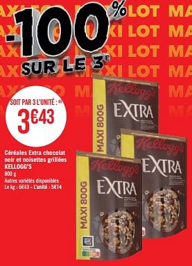Promotions Céréales extra chocolat noir et noisettes grillées kellogg’s - Kellogg's - Valide de 22/05/2023 à 04/06/2023 chez Géant Casino