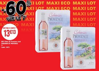Promotions Aoc côtes de provence rosé cabanon de provence - Vins rosé - Valide de 22/05/2023 à 04/06/2023 chez Géant Casino