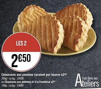Promotions Chaussons aux pommes caramel pur beurre - Produit Maison - Géant Casino - Valide de 22/05/2023 à 04/06/2023 chez Géant Casino