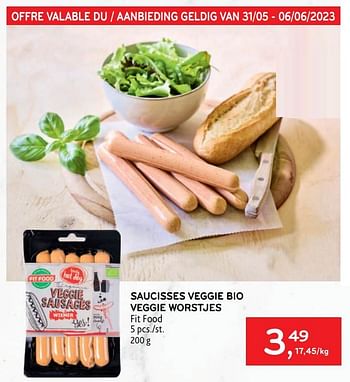 Promoties Saucisses veggie bio veggie worstjes fit food - Fitfood - Geldig van 31/05/2023 tot 06/06/2023 bij Alvo