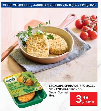 Promoties Escalope epinards-fromage garden gourmet - Garden Gourmet - Geldig van 07/06/2023 tot 13/06/2023 bij Alvo