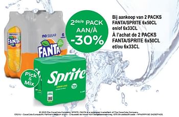 Promoties 2e pack à -30% à l’achat de 2 packs fanta-sprite - Huismerk - Alvo - Geldig van 31/05/2023 tot 13/06/2023 bij Alvo