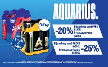 Promotions Aquarius -20% à l’achat d’1 pack -25% à l’achat de 2 packs - Aquarius - Valide de 31/05/2023 à 13/06/2023 chez Alvo