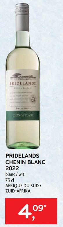 Promotions Pridelands chenin blanc 2022 blanc - Vins blancs - Valide de 31/05/2023 à 13/06/2023 chez Alvo