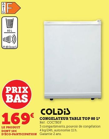 Promotions Coldis congelateur table top coct80f - Coldis - Valide de 16/05/2023 à 28/05/2023 chez Super U