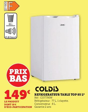 Promotions Coldis refrigerateur table top cott90w - Coldis - Valide de 16/05/2023 à 28/05/2023 chez Super U
