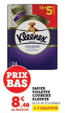 Promotions Papier toilette cousine kleenex - Kleenex - Valide de 16/05/2023 à 28/05/2023 chez Super U
