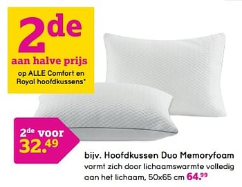 Promoties Hoofdkussen duo memoryfoam - Huismerk - Leen Bakker - Geldig van 22/05/2023 tot 30/06/2023 bij Leen Bakker