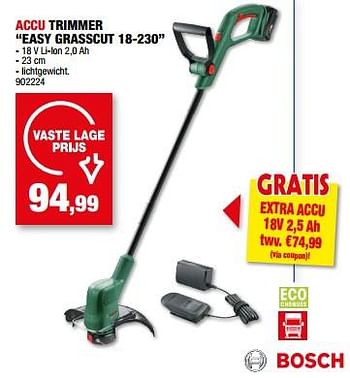Promoties Bosch accu trimmer easy grasscut 18-230 - Bosch - Geldig van 24/05/2023 tot 04/06/2023 bij Hubo