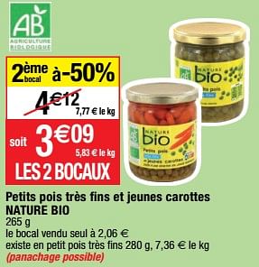 Promotions Petits pois très fins et jeunes carottes nature bio - NATURE BIO - Valide de 23/05/2023 à 28/05/2023 chez Migros