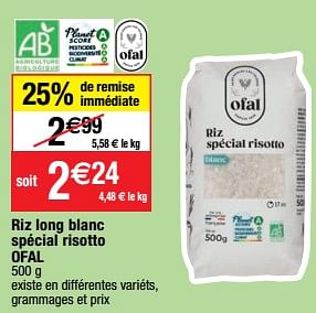 Promotions Riz long blanc spécial risotto ofal - Ofal - Valide de 23/05/2023 à 28/05/2023 chez Migros