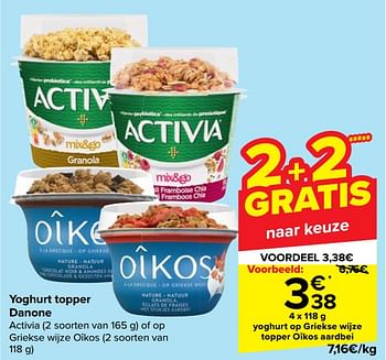 Promoties Yoghurt op griekse wijze topper oîkos aardbei - Danone - Geldig van 24/05/2023 tot 05/06/2023 bij Carrefour