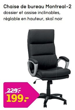 Promotions Chaise de bureau montreal-2 - Produit maison - Leen Bakker - Valide de 22/05/2023 à 30/06/2023 chez Leen Bakker