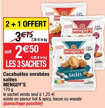 Promotions Cacahuètes enrobées salées menguy’s - Menguy's - Valide de 23/05/2023 à 28/05/2023 chez Migros