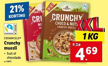 Promoties Crunchy muesli - Crownfield - Geldig van 31/05/2023 tot 06/06/2023 bij Lidl